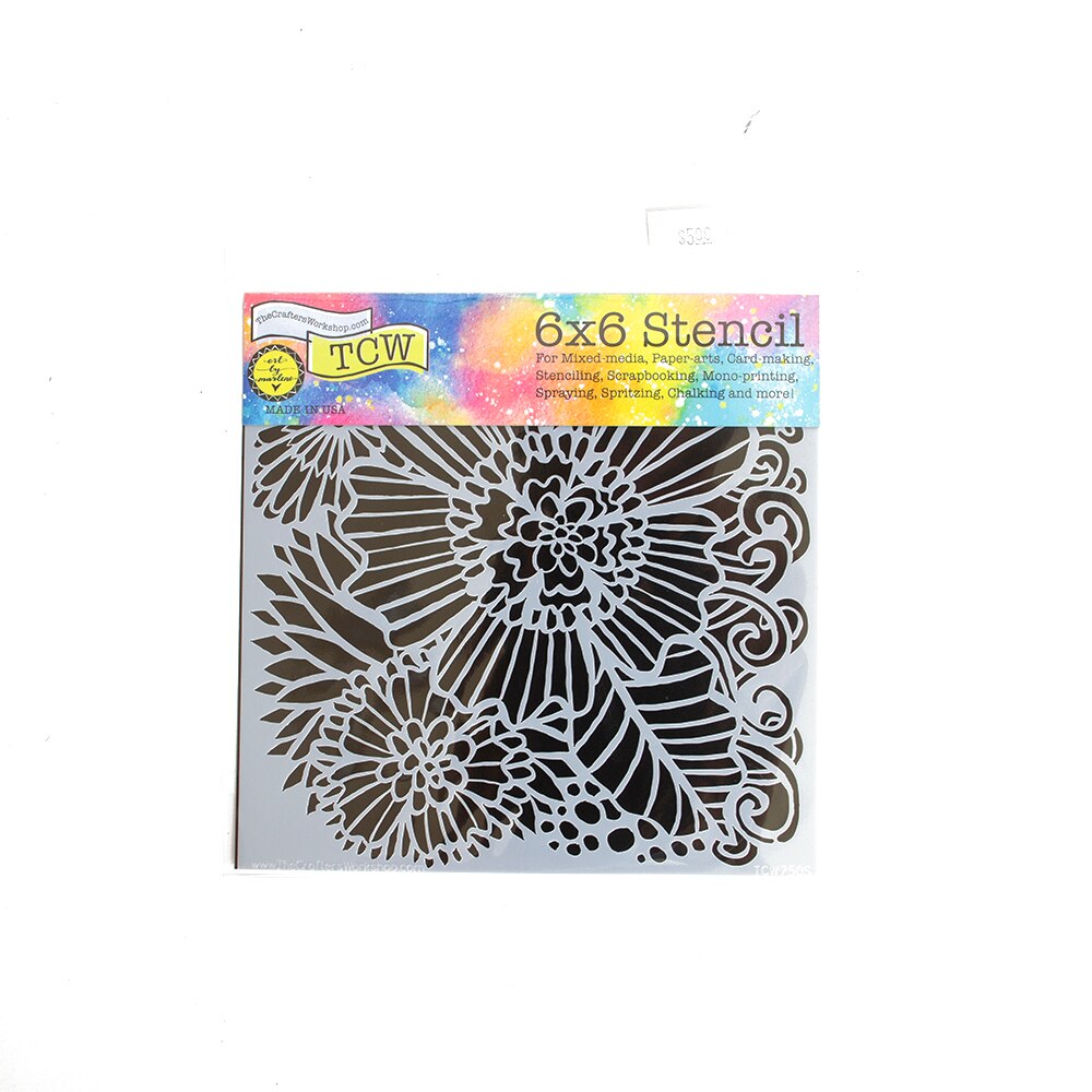 Crafter's Workshop, Stencils, Art & School, 6"x6", Dahlia Blooms, 270199